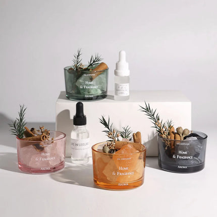 Stenen Geurdiffuser met Etherische Olie & Kristal – Natuurlijke Home Decor